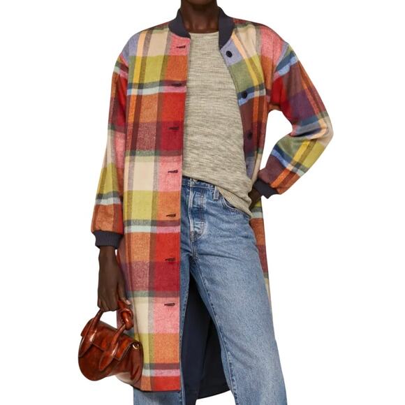 The Great. Plaid Long Shacket in Multi, Size 1/ US 4-6 - Picture 2 of 10
